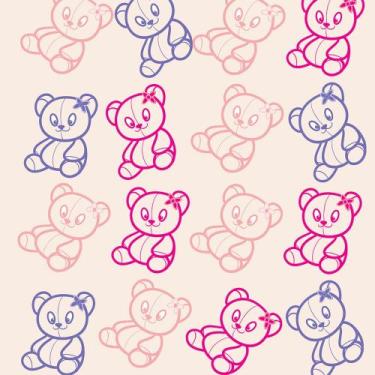 Imagem de Papel de Parede Adesivo Autocolante Vinil Infantil Ursinhos Lilás Bege