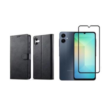 Imagem de Capa Capinha Case Couro Flip + Pelicula vidro 3D Samsung Galaxy A06 - 