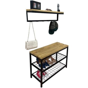 Imagem de KIT Sapateira e Cabideiro Strassis Design SD-5001-70 Metal e Madeira C