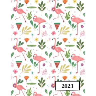 Imagem de 2023: Agenda semainier au format A4 - Année civile (Janvier à Décembre 2023) - Intervalles d'1h (7h-22h) - Contacts, jours fériés, mots de passe, ... - Une semaine sur deux pages