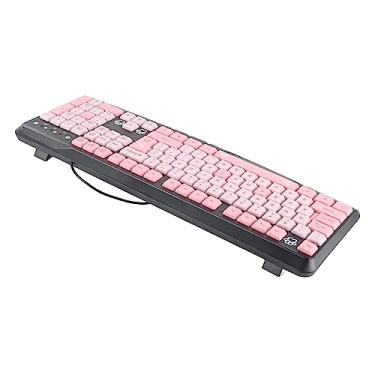 Imagem de Teclado Com Fio USB Ultrafino Bonito Dos Desenhos Animados Silencioso para Computador Laptop de Escritório Doméstico Universal Rosa Preto Ideal para Escritório de Jogos de