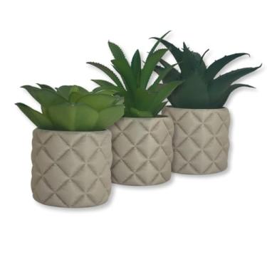 Imagem de Mini Suculenta Em Vaso Decorativo Moderno - Kit 3 Unidades (Vaso Areia)