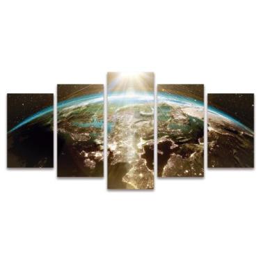Imagem de Quadro Mosaico Decorativo Planeta Terra Luz Earth Galáxia Universo - D