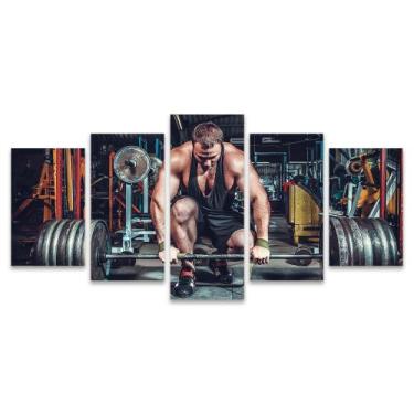 Imagem de Quadro Mosaico Decorativo Levantamento De Peso Homem Academia Esporte 
