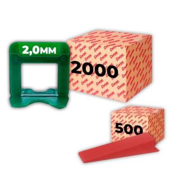 Imagem de Kit Espaçador Nivelador Eco C/1000/2000 Pçs Mais Cunha de Nivelamento 