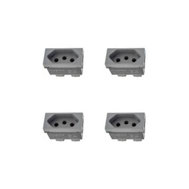 Imagem de Kit 4 Modulos Tomada 20A Cinza Borne 615060CZ+ Pial Plus+ - Legrand