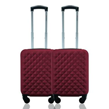 Imagem de Conjunto de 2 Malas de Bordo Rígidas ABS, Tamanho PP, Infantil, Compatível ANAC, com Cadeado e Rodas 360°, de 8kg, D1PPC2 (Cereja/Cereja)