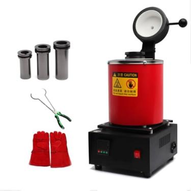 Imagem de Forno de fusão de indução digital, forno de fusão de ouro, 110/220V, com cadinho de grafite (3kg), 1150 ℃/2102 ℉ para ouro, prata, cobre,110v