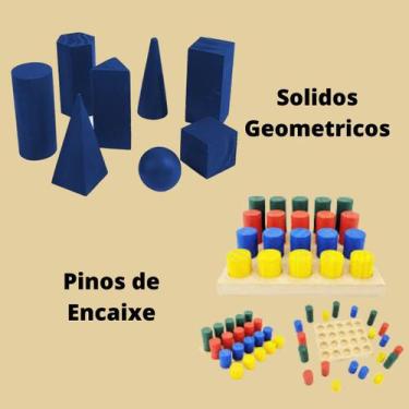 Imagem de Kit Solidos Geometricos + Pinos de Encaixe em Mdf - Zaramella