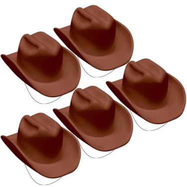 Imagem de 5 Chapéus Vaqueiro Cowboy para Festa Junina Fantasia e Atacado Marrom 