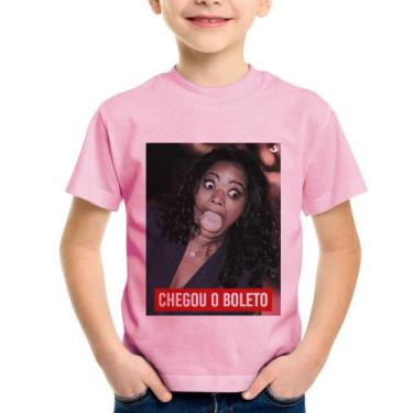 Imagem de Camiseta Infantil Chegou o boleto - Foca na Moda, Rosa bebê, 4