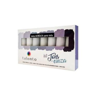 Imagem de Kit de Tinta Acrílica Talento Tons de Cinza Com 7 Cores 20ml - Daiara/