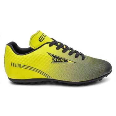 Imagem de Chuteira EGM  Masculina Bravo Society ( quadra ) Preta e Verde Limão, 
