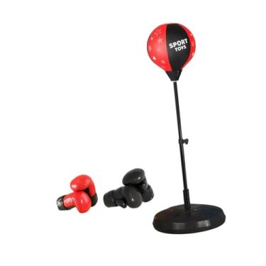 Imagem de Colaxi Bolsa de pancada com saco de barro e luvas Speed ​​Bag de coordenação de reação de reação de reação para o exercício interno meninos meninas, Vermelho Preto