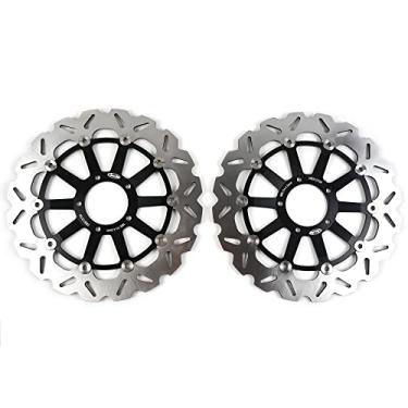 Imagem de 1 par de discos de freio dianteiros flutuantes compatíveis com Ducati MULTISTRADA V4 1160 2021, 1200 DIAVEL CARBON ABS 2011-2017 STRADA 2014, 1200 MULTISTRADA 2010-2012, acessórios pretos para