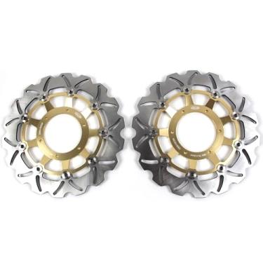 Imagem de 1 par de discos de freio dianteiros flutuantes compatíveis com Suzuki SV650 2003-2010, SV650S 2003-2009, peças de acessórios de motocicleta douradas