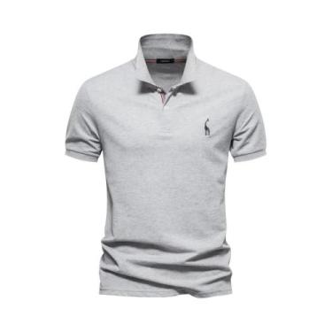 Imagem de Camisas Polo Masculinas de Algodão - Manga Curta, Sólida - Marca Aiope