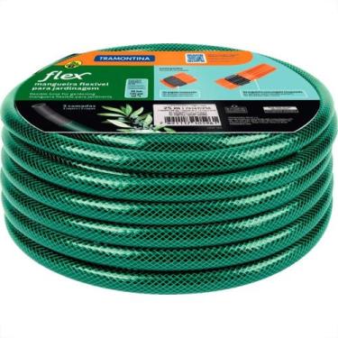 Imagem de Mangueira Jardim Tramontina Flex Preta/Verde Conjunto Com 25M - TRAMON