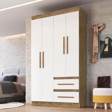Imagem de Guarda-Roupa Solteiro Palermo 4 Portas 2 Gavetas 100% MDF Off White/No