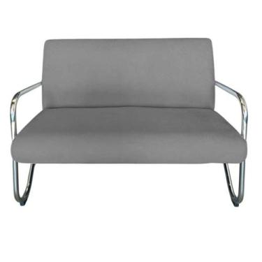 Imagem de Namoradeira Decorativa Bela Suede Cinza Braço Cromado - Mansão Decor