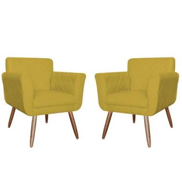Imagem de Kit Com 2 Poltronas Cadeiras Isabella Estofadas Suede Amarelo - INCASA