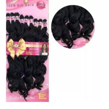 Imagem de Cabelo Bio Fibra Karolina 75CM ondulado 9 Telas 300g Preto - Fashion L