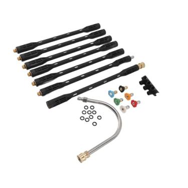 Imagem de Power Washer Lance Aço Inoxidável Pressão Washer Extensão Wand, Comprimento Ajustável Gutter Cleaner Rod para Telhado Paredes Exteriores, Feito Com Black Shell