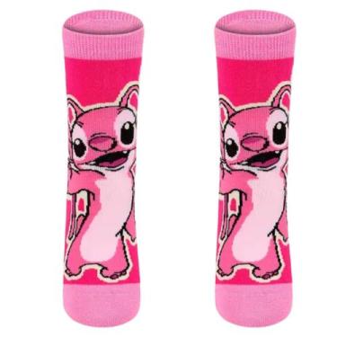 Imagem de Kit com 2 Meias Infantil Disney Stitch e Angel Lupo Cano Médio, 30-36,