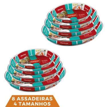Imagem de 8 Assadeiras Travessa  Marinex de Vidro Temperado 4 Tamanhos