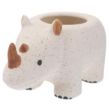 Imagem de Floreira De Cerâmica Rinoceronte Cacto De Desenho Animado Porta Bonsai Animal Plantador De Cerâmica Pequena Pote De Novidade Mini Vaso Pote Suculento Animal Produtos Interior
