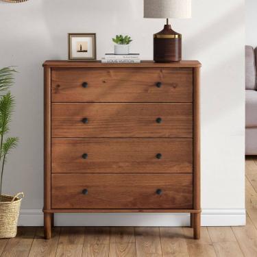 Imagem de Cômoda Aparador 4 Gav Telescópicas Pés Altos Madeira Apoana Castanho