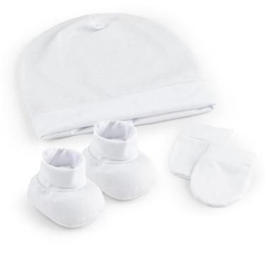 Imagem de Kit Maternidade Menina e Menino Touca Luva e Sapatinho Malha 100% Algo