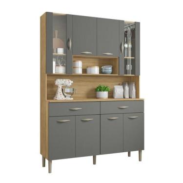 Imagem de Kit Cozinha Golden 8 Portas Com Nichos  Freijó / Gris - Kits Paraná