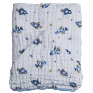 Imagem de Toalha de Banho Bebê Soft 80 cm x 80 cm Baby Joy, Foguetes
