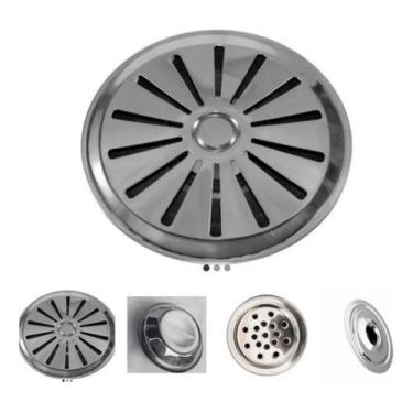 Imagem de Kit Dispositivos Inox E Dreno Fundo Inox  Encaixe Cano 50 - RR PISCINA