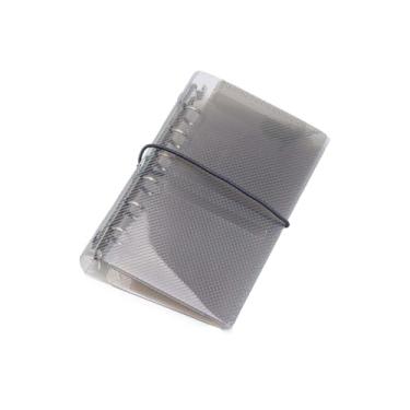 Imagem de NatSumeBasics A7 fichário triplo para fichários de orçamento quadriculado PP capa de agenda 6 anéis transparente para envelopes de dinheiro álbum de fotos (cinza, fichário A7)