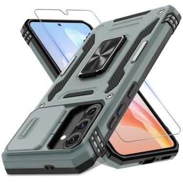 Imagem de DEERLAMN Capa para Samsung Galaxy A36 5G, Galaxy A56 com capa deslizante para câmera + protetor de tela, anel giratório com suporte de grau militar, capa protetora à prova de choque - cinza