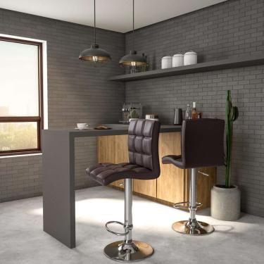 Imagem de Conjunto com 2 Banquetas Giratórias Flynn Marrom Escuro