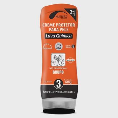 Imagem de Creme Protetor para Mãos - Luva Química - Grupo 3 (Água - Óleos - Pintura) 200 gr Bisnaga nutriex