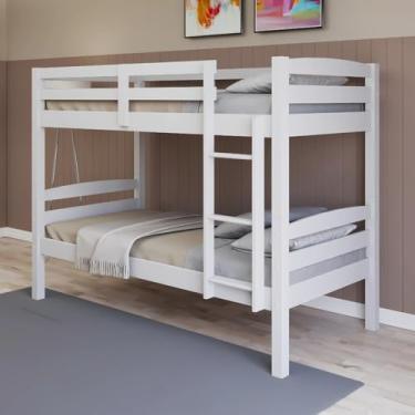 Imagem de Beliche Cama Solteiro Madeira Suspenso Com Proteção Robusta (branco)