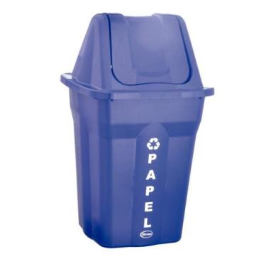 Imagem de Lixeira Com Tampa Basculante Papel Resistente 60 Litros - Plásticos Sa