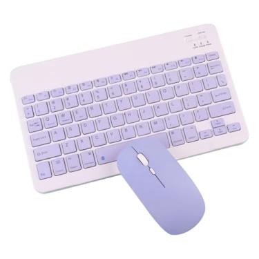 Imagem de Kit Teclado E Mouse Bluetooth Sem Fio Portátil 10'' Compatível Com Notebooks Tablets Smartphones Bateria Recarregável De Longa Duração Leve Ergonômico Compacto Home Office Viagens (Roxo)
