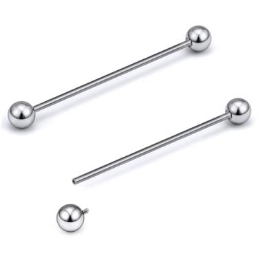 Imagem de Gnznzko 16G-2G Astm F136 titânio roscado internamente mamilo língua anéis piercing joia reta industrial brinco barra G23 titânio mamilo língua bar piercing jóias para mulheres homens 12 mm - 40 mm,