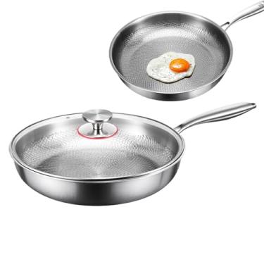 Imagem de Frigideira Antiaderente - Frigideira Com Tampa Em Titânio Texturizado - Utensílios De Cozinha Multifuncionais Em Titânio, Frigideira Texturizada Para Fogão De Indução E Cozinha Ao Ar Livre