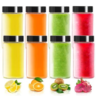 Imagem de Jarsoph Garrafa de vidro transparente de 118 ml com tampas, frasco de vidro pequeno de 120 ml, mini garrafas de viagem à prova de vazamento, conjunto de garrafas decorativas para poção, suco