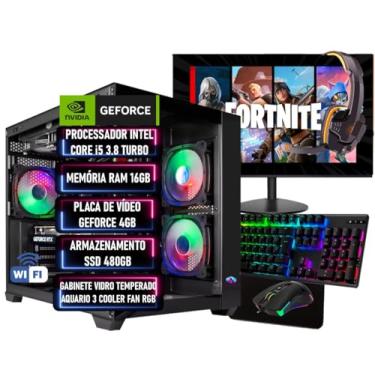 Imagem de PC Gamer Completo I5 3.8GHz RAM 16GB SSD 480GB GEFORCE 4GB + Monitor + Kit Gamer + Adaptador Wi-fi - ADVANCEDTECH