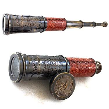 Imagem de Telescópio pirata de vidro para crianças adolescentes e homens adultos | Réplica vintage rústica de 50,8 cm do capitão de navio antigo para cosplay de escoteiros e piratas - Zoom 20x - Presente para meninos e meninas