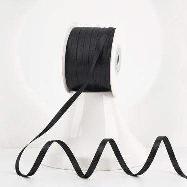 Imagem de MEEDEE Fita preta 1/10.2 cm Lux dupla face cetim carretel 100 jardas fita preta fina para artesanato, embrulho de presente, ornamentos, decoração de férias, laço de cabelo, casamento, aniversário