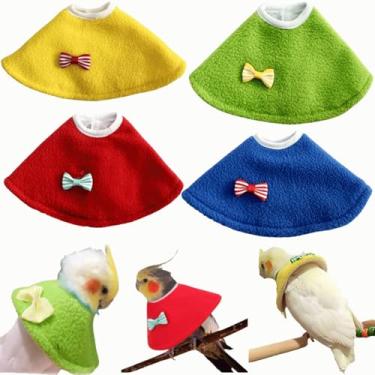 Imagem de 4 peças de coleira de cone de pássaro para animais de estimação coleira elisabetana anti-mordida papagaio recuperação cones protetores para periquitas, calopsitas periquitas, papagaios, cacatuas