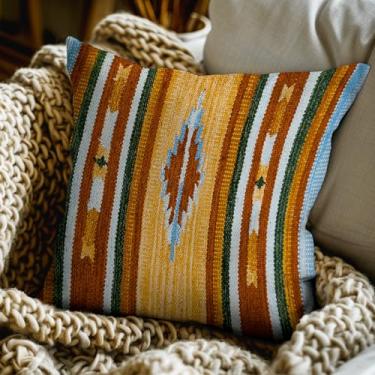 Imagem de 1 Capa de Almofada Kilim Original 100% Algodão 45x45 Vr (D4Kil Amarelo Azul Vermelho Verde Laranja Cru - Classico Rusti)